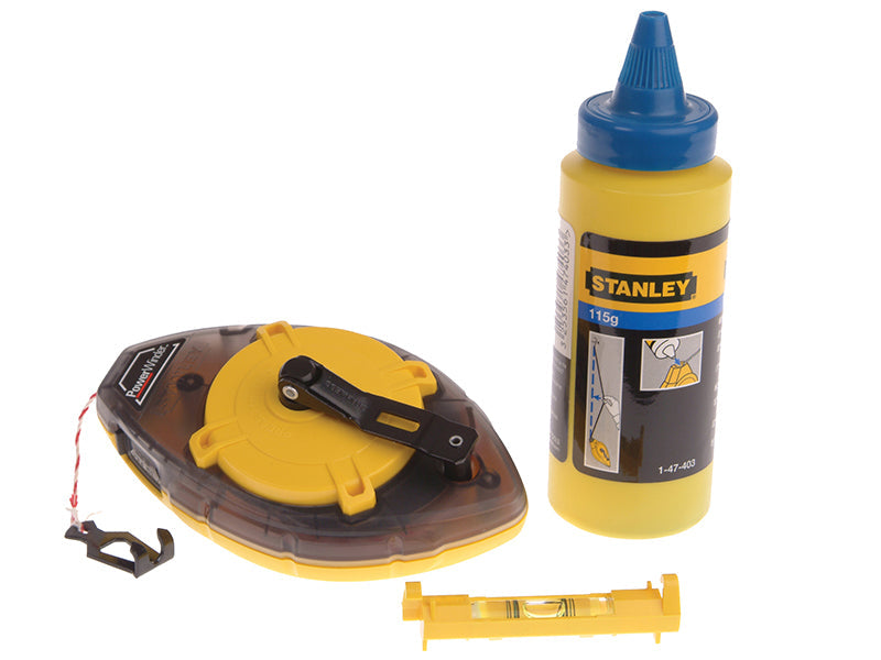 STANLEY® Power Winder Chalk Line 30m, Chalk & Level