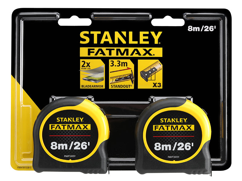 STANLEY® FatMax® Classic Tape Twin Pack 8m/26ft (Width 32mm)