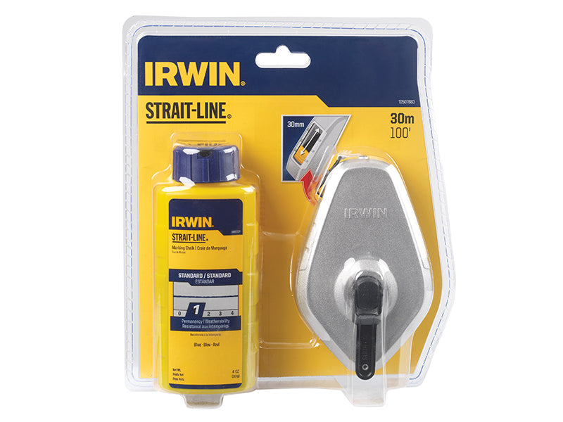 IRWIN® STRAIT-LINE® Aluminium 30m Chalk Line & Blue Chalk Pack