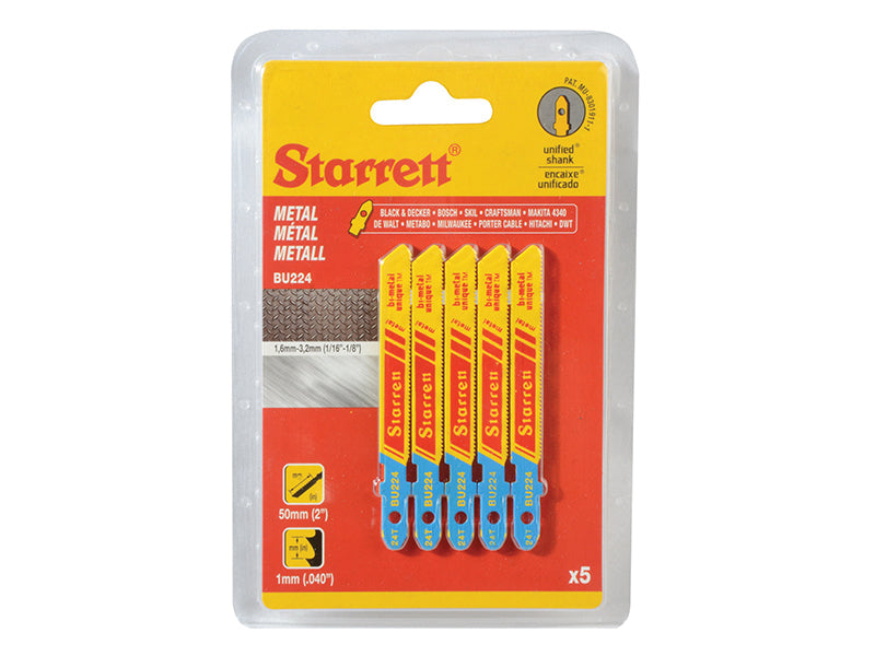 Starrett BU224-5 Metal Cutting Jigsaw Blades Pack of 5