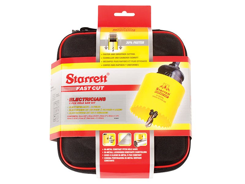 Starrett KFC06021 Fast Cut Bi-Metal Electrician's Holesaw Kit, 8 Piece