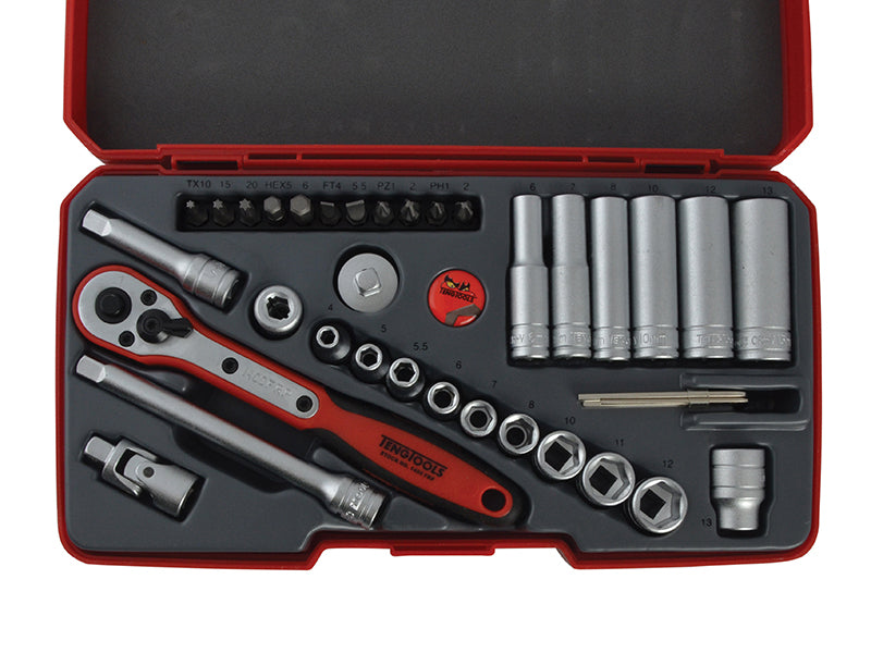 Teng T1436 Socket Set of 36 Metric 1/4in Drive