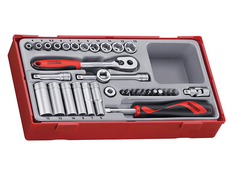 Teng TT1435 4-13mm Socket Set, 35 Piece - 1/4in Drive