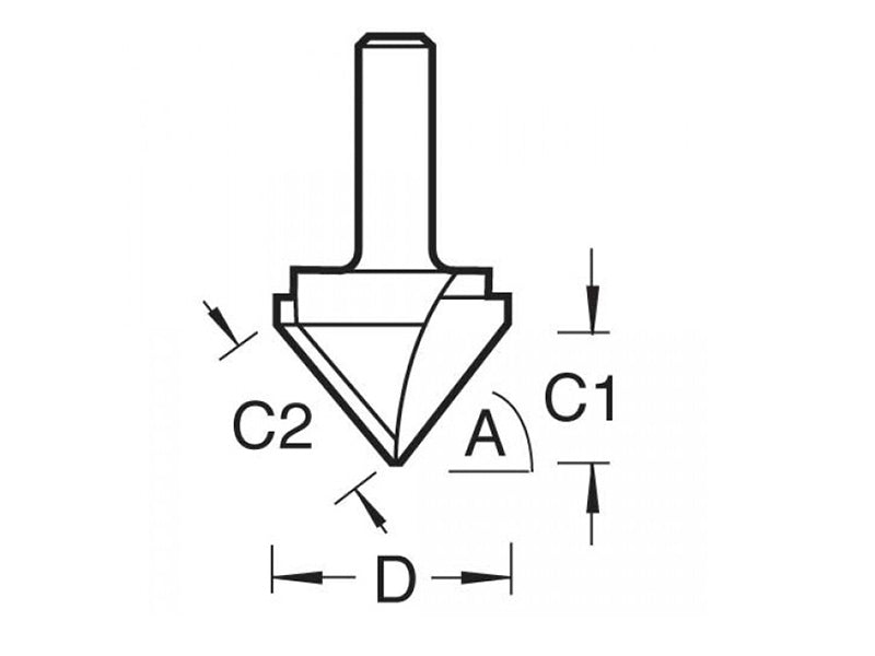 Trend 10/11 x 1/2 TCT V-Groove Chamfer 45° 19.0 x 38mm