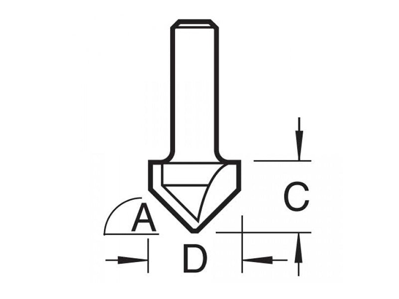 Trend C044 x 1/4 TCT CraftPro Chamfer V-Groove Cutter 45° 6.0 x 12.7mm