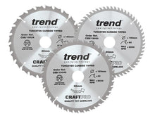 Load image into Gallery viewer, Trend CraftPro Saw Blade 190 x 30mm x 24T/40T/60T (Pack 3)