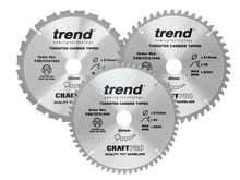 Load image into Gallery viewer, Trend CraftPro Mitre Saw Blade 216 x 30mm x 24T/48T/60T (Pack 3)