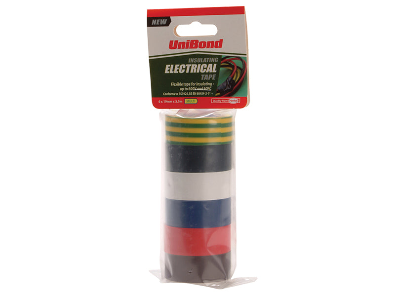 UniBond Electrical Tape (6 Colour Pack) 19mm x 3.5m