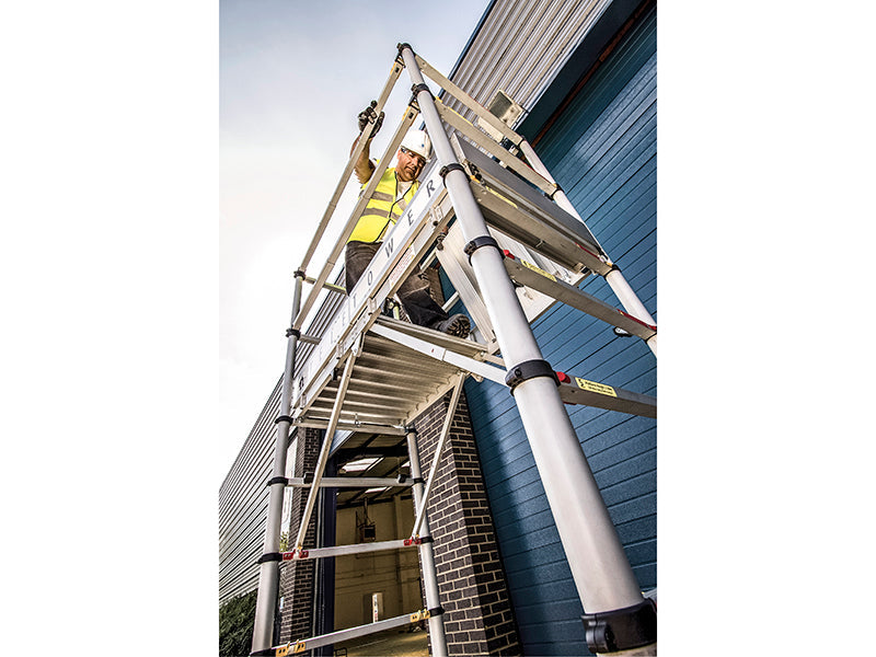 Zarges TT002 Teletower Aluminium Telescopic Scaffold Tower with Toeboards